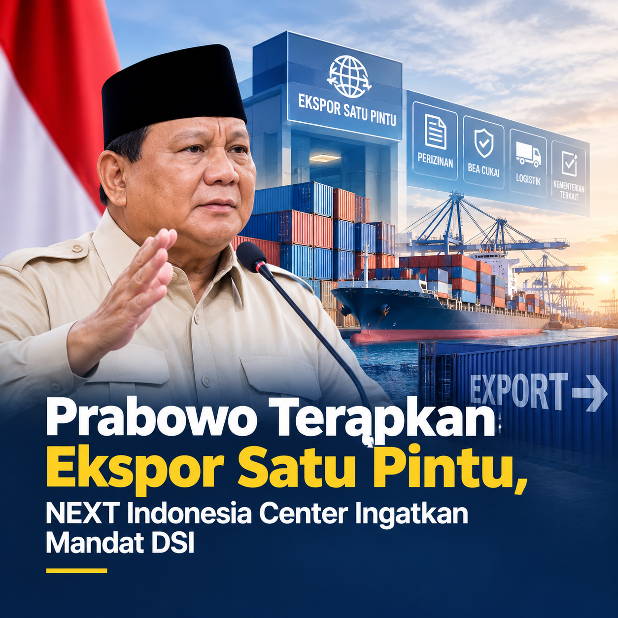 Prabowo Terapkan Ekspor Satu Pintu, NEXT Indonesia Center Ingatkan Mandat DSI